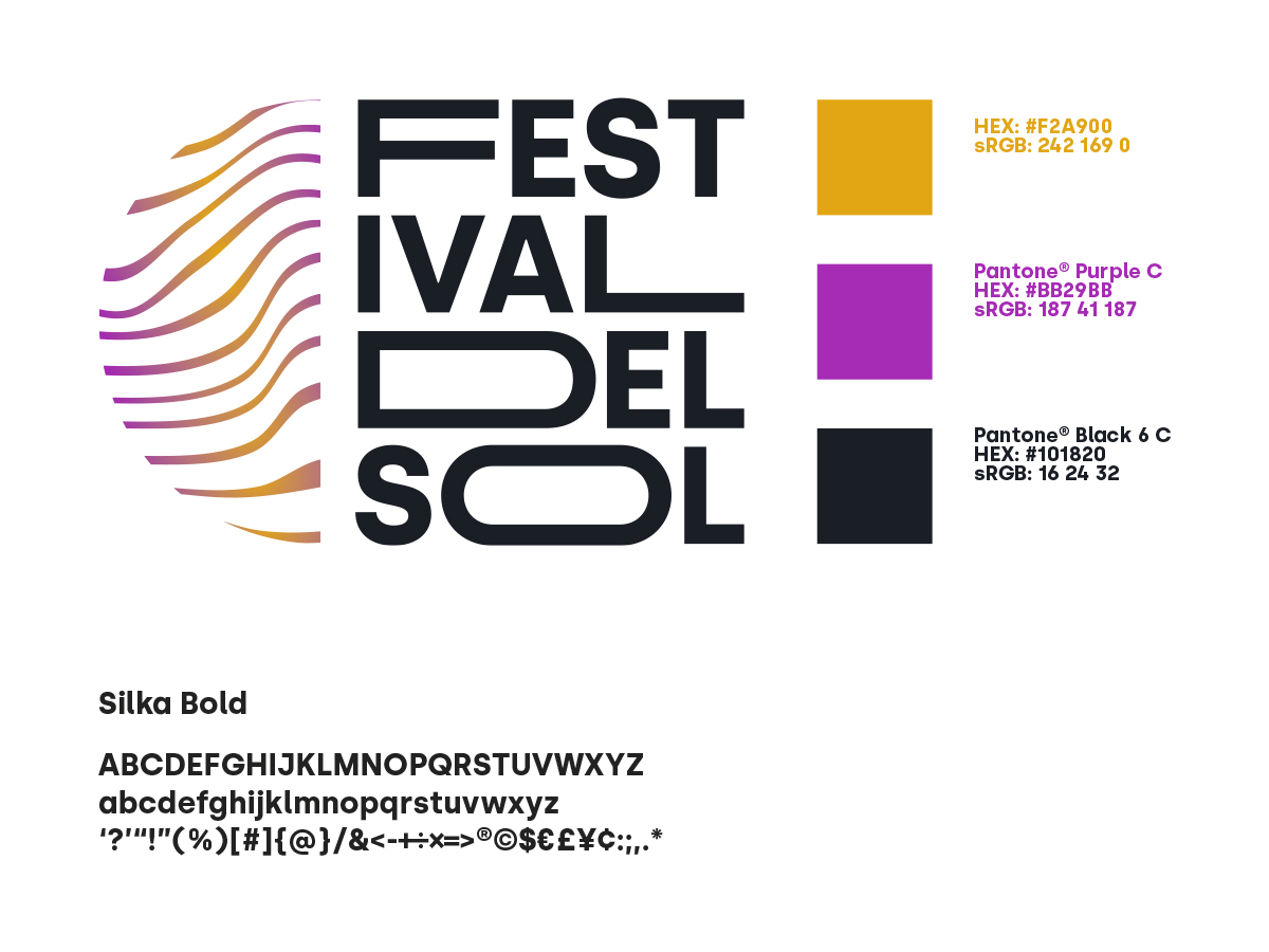 Logotipo del Festival del Sol, pantone y tipografía usada