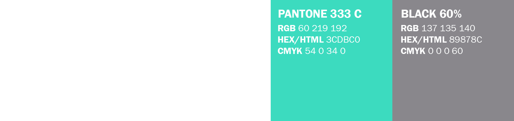 colores usados en el logotipo, pantone 333c y Black 60%